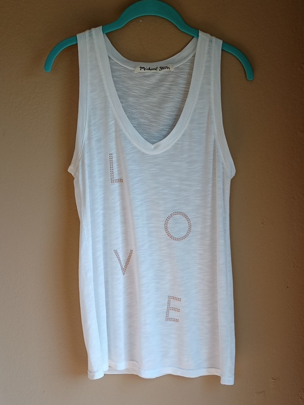Michael Stars LOVE Burnout Tank Top White Minimalist Style Size M